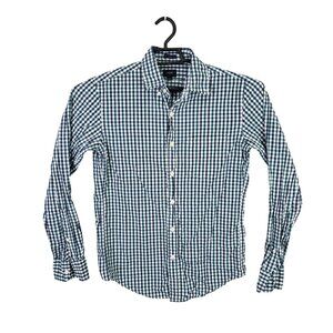 Mens J.Crew Slim Fit Green & Blue Gingham Check Shirt Long Sleeve Button-Down S